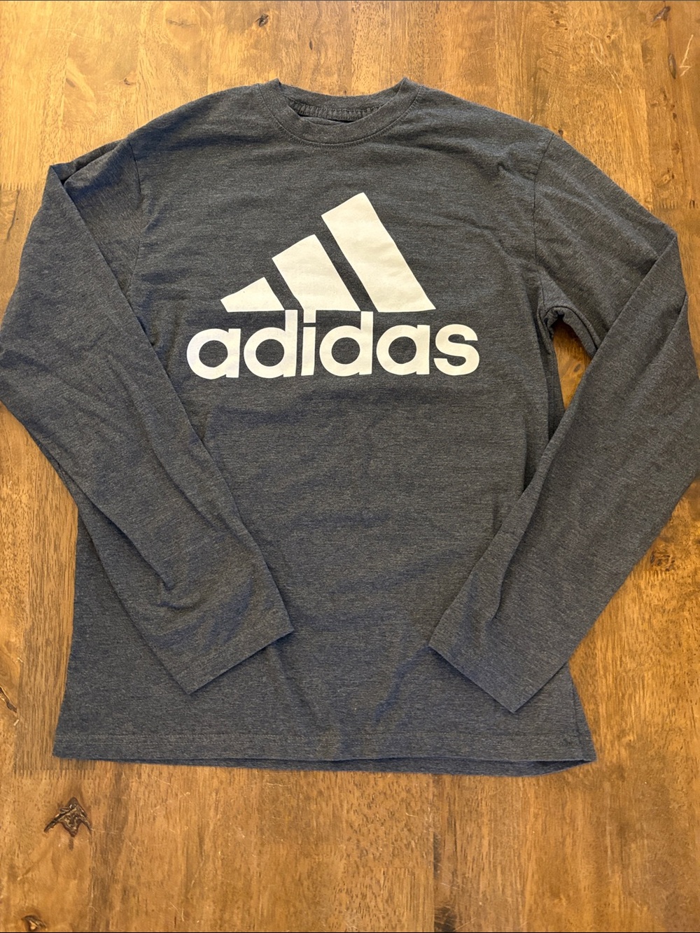 adidas Men’s Long Sleeve Tee in Heather Charcoal with White Logo